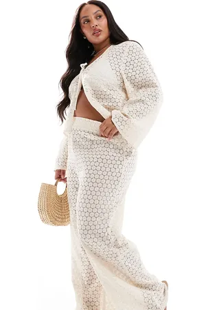 Esmée Exclusive crochet beach trouser co-ord in cream