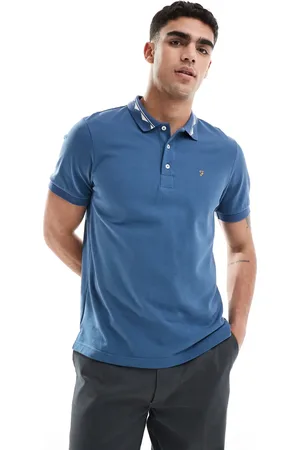 Farah Reeves short sleeve polo in with jacquard collar