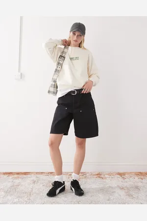 Obey Shift panel denim jorts in faded wash