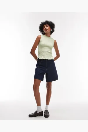 Topshop Denim loose jort in rinse wash