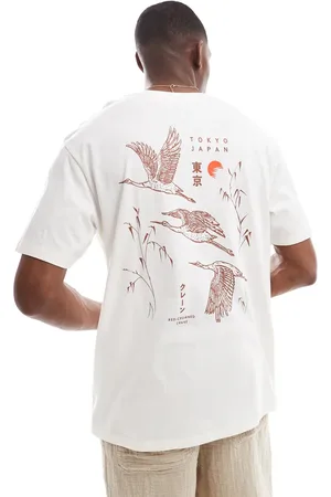 JACK & JONES Oversize t-shirt with crane print in cream