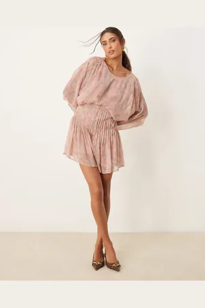 ASOS Cowl back pleated bodice playsuit in floral print
