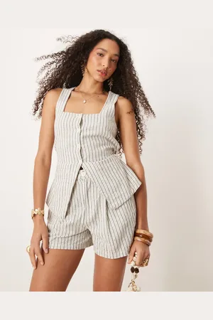 Brave Soul Co-ord tailored shorts in ecru stripe