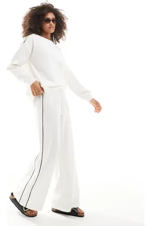 Cotton On Cotton On ribbed wide leg beach pant in coconut milk