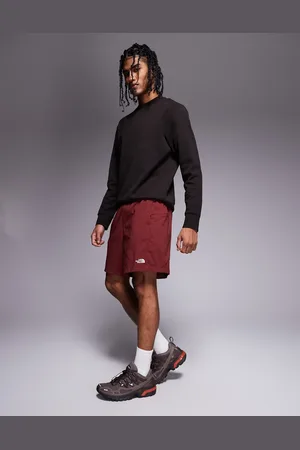 The North Face Class V Pathfinder belted logo shorts in burgundy