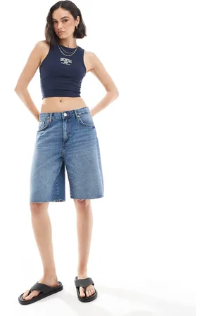 Pull&Bear Longline cut off denim short in dark