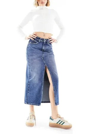 Cotton On Cotton On 90s split front denim midi skirt in wash