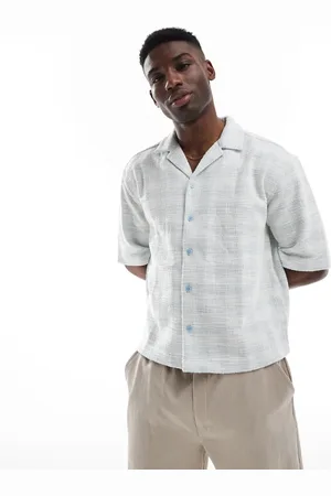 Only & Sons Relaxed fit textured shirt in light blue check