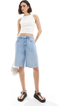 Pull&Bear Longline cut off denim short in light