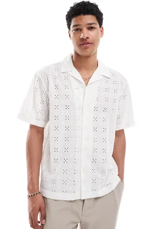 Only & Sons Loose fit broidery shirt in white
