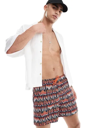 Emporio Armani Logo swim shorts in and red