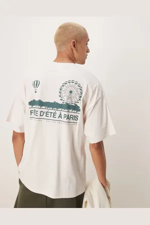 SELECTED Oversized heavy weight t-shirt with paris backprint in cream