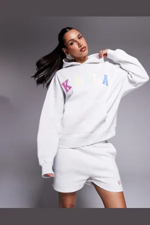 Kaiia Embroidered rainbow logo oversized hoodie co-ord in marl