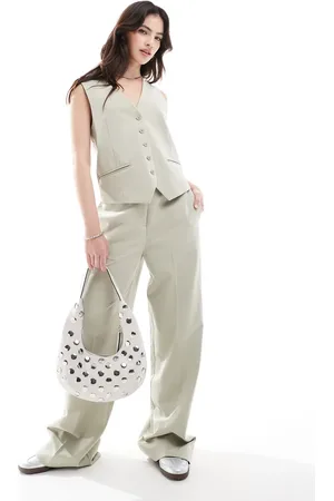 French Connection Angie wide leg trousers co-ord in pistachio