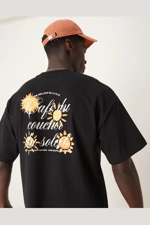 SELECTED Oversized heavyweight t-shirt with sun backprint in