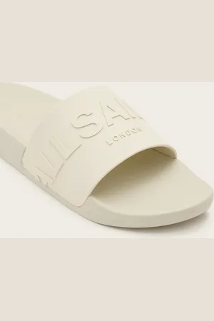 AllSaints Biggy tonal logo rubber sliders in off
