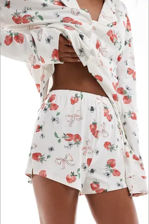 Kaiia Exclusive mix and match pj shorts co-ord in strawberry and bow print