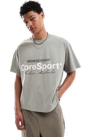 JACK & JONES Boxy crop t-shirt with front print in khaki