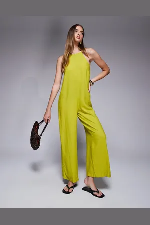River Island Linen jumpsuit in lime
