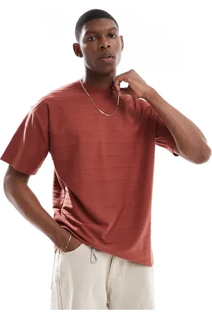 New Look Textured tonal stripe t-shirt in rust