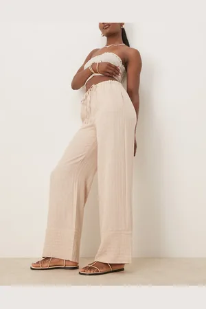 JDY Wide leg trousers in beige stripes