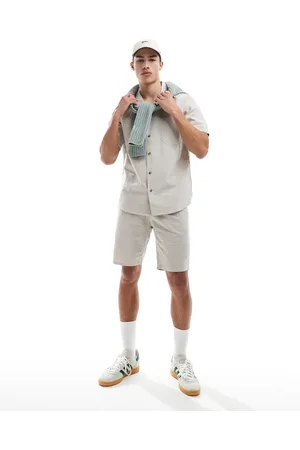 Only & Sons Seersucker shirt co-ord in beige