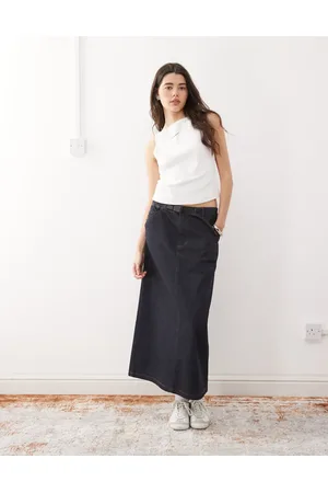 Gramicci Japanese denim midi skirt in indigo