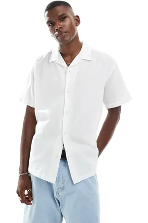 JACK & JONES Revere collar linen shirt in