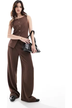 French Connection Harrie tailored trousers co-ord in chocolate
