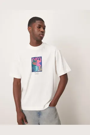 SELECTED X Nous Vous oversized t-shirt with chest print in cream