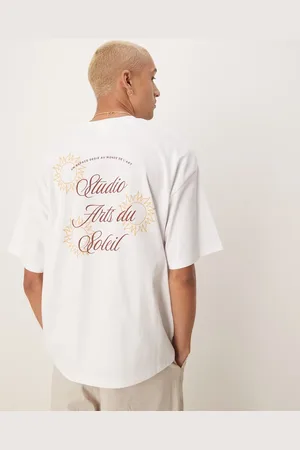 SELECTED Oversized heavyweight t-shirt with sun backprint in