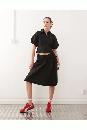 COLLUSION Drop waist poplin skirt co-ord in black