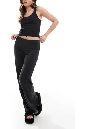 Monki Wide leg trousers in charcoal