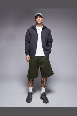 ASOS Premium heavyweight oversized shorts 400gsm in dark khaki - KHAKI