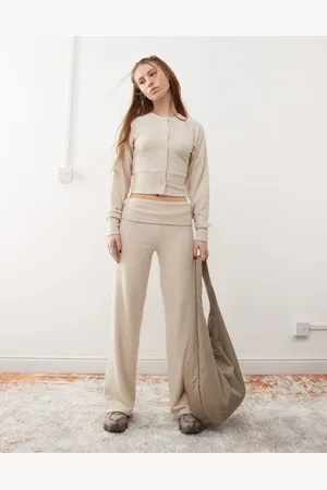 COLLUSION Fold over cosy leggings in oatmeal co-ord