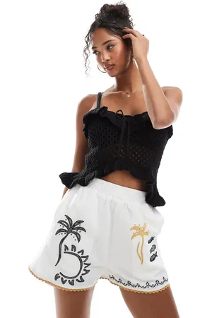 Stradivarius Co ord summer print embroidery short in print