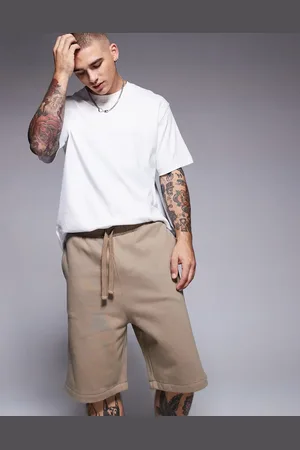 ASOS Premium heavyweight oversized shorts 400gsm in beige - BEIGE
