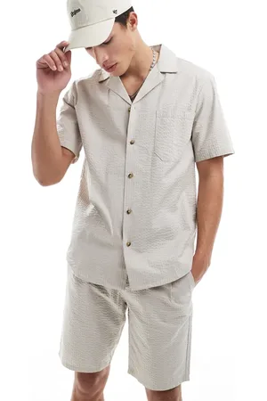 Only & Sons Seersucker shorts co-ord in beige