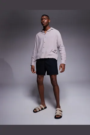 ASOS Slim mid length linen blend shorts in