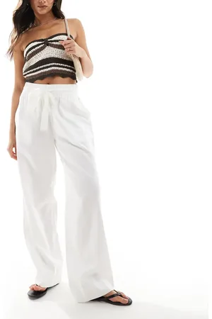 French Connection Tie waist wide leg trousers in