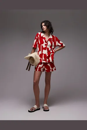 Topshop Abstract print towelling shorts co-ord in