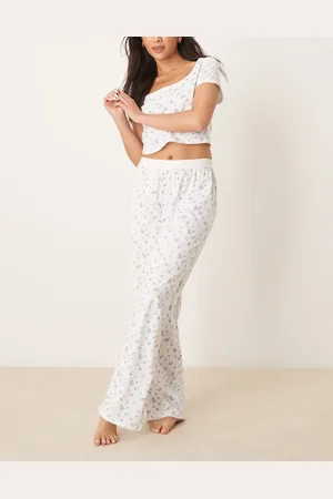 ASOS Mix & match pyjama trouser with exposed waistband and picot trim in ditsy print