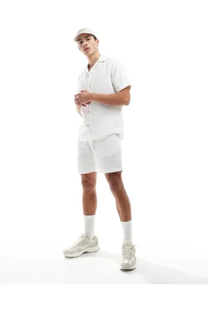 Only & Sons Pull on waffle short co-ord in ecru