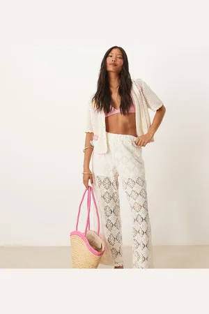 JDY Crochet wide leg trousers with short insert in