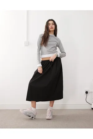 COLLUSION Tie low rise maxi skirt in black
