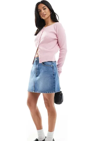ASOS ASOS DESIGN Petite high waisted mini skirt in midwash