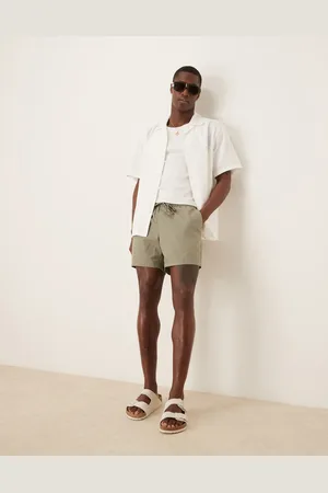 ASOS Slim shorter length linen blend shorts in khaki