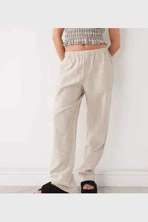 Monki Linen trousers in beige exclusive to ASOS