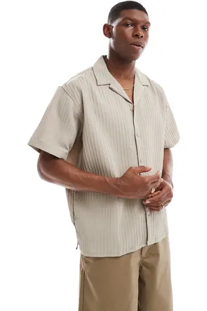 JACK & JONES Short sleeve resort shirt in tan