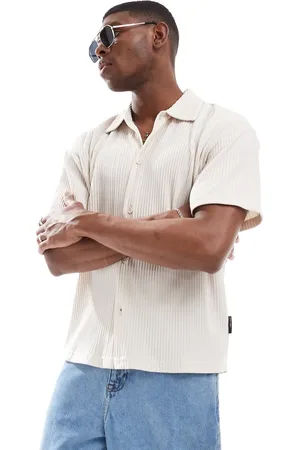 JACK & JONES Plisse shirt in cream